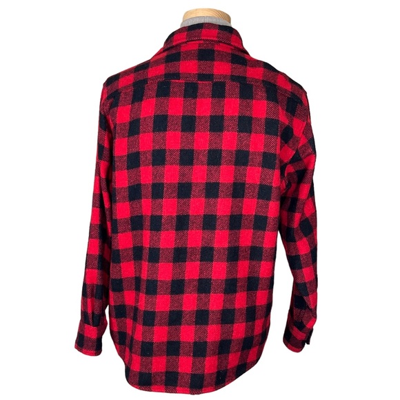 Buffalo Plaid Wool Blend Vintage Shacket By Outdoor Exchange Large 16-16 1/2 - Picture 7 of 11